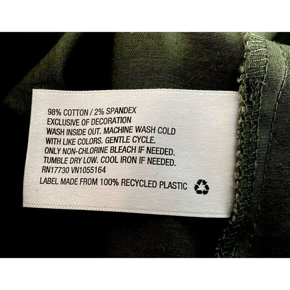 A  New Day Snap Front Military Style Jacket Sz S Beaded Pocket Trim Army Green - Picture 6 of 7